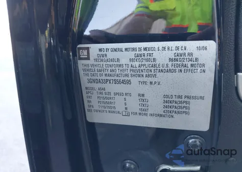 2007 Chevrolet Hhr Lt z USA, uszkodzony, nr VIN 3GNDA33PX7S564595